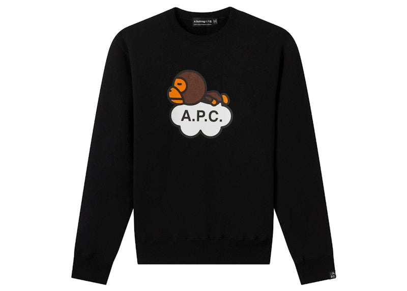 BAPE x A.P.C. Wome's Milo Wide Crewneck Black