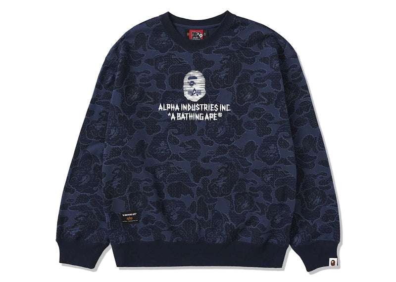 BAPE x Alpha Industries Crewneck Sweater Navy