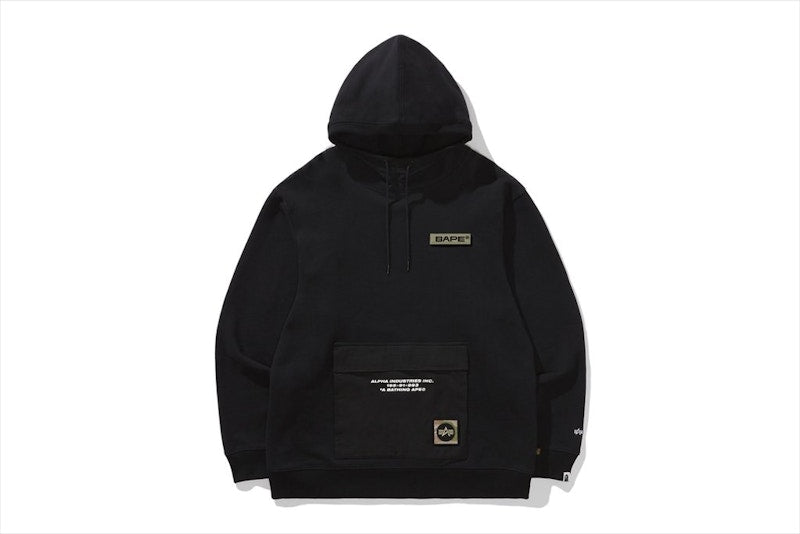 BAPE x Alpha Industries Rib Collar Hoodie Black