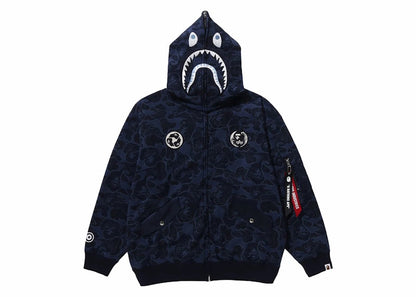 BAPE x Alpha Industries Shark Full Zip Hoodie Navy