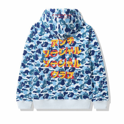 BAPE x Anti Social Social Club ABC Camo Pullover Hoodie Blue