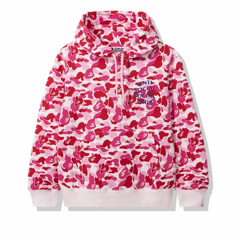 BAPE x Anti Social Social Club ABC Camo Pullover Hoodie Pink