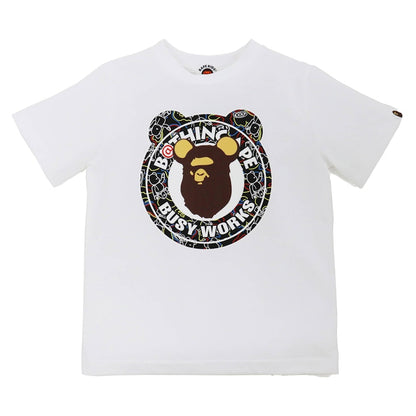 BAPE x Bearbrick Camo Bear Busy Works Kids Tee White Black