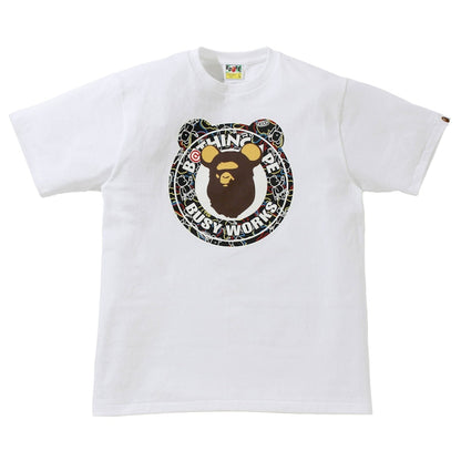 BAPE x Bearbrick Camo Bear Busy Works Tee White Black