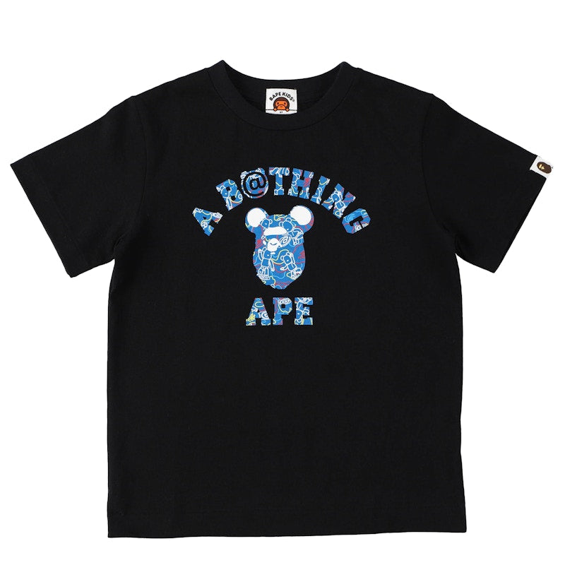 BAPE x Bearbrick Camo Bear College Kids Tee Black