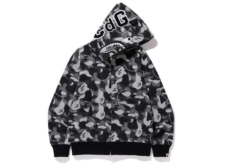 BAPE x CDG Osaka Shark Full Zip Hoodie Black/Gray