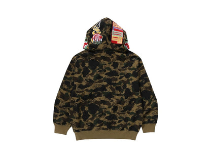 BAPE x CLOT Camo Shark Full Zip Hoodie Olive