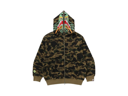 BAPE x CLOT Camo Shark Full Zip Hoodie Olive