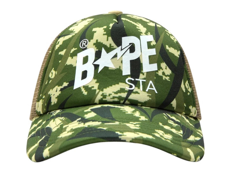 BAPE x CLOT Egra Camo Trucker Cap Green
