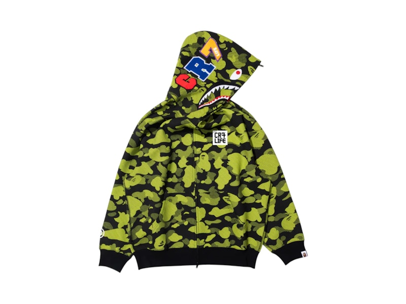 BAPE x CR7 Life Logo Relaxed Fit Shark Full Zip Hoodie Green