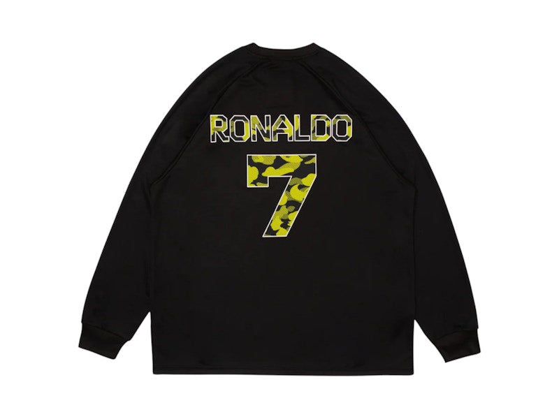 BAPE x CR7 Life Multi Logo Relaxed Fit LS Football Jersey Black
