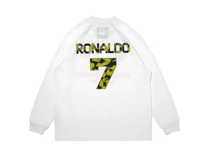 BAPE x CR7 Life Multi Logo Relaxed Fit LS Football Jersey White