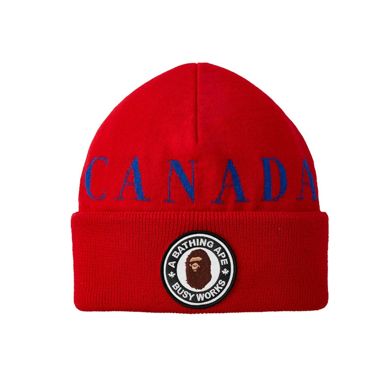 BAPE x Canada Goose x Concepts Toque Beanie Red