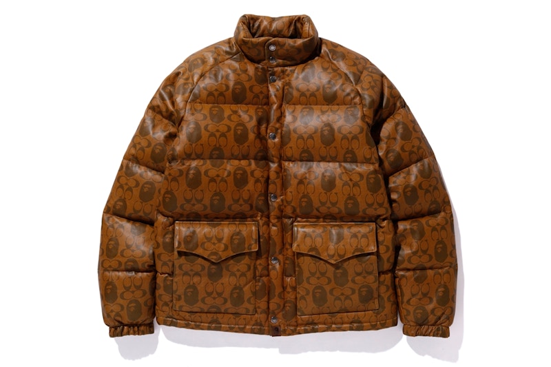 BAPE x Coach Leather Down Jacket Brown