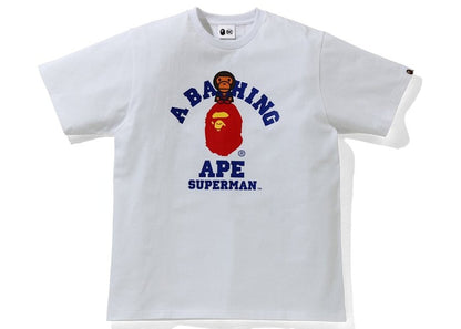 BAPE x DC Baby Milo Superman College Tee White