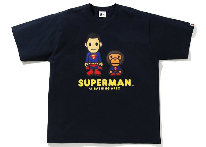 BAPE x DC Baby Milo Superman Relaxed Fit Tee Navy