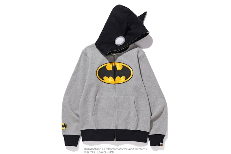 BAPE x DC Batman Full Zip Hoodie Grey
