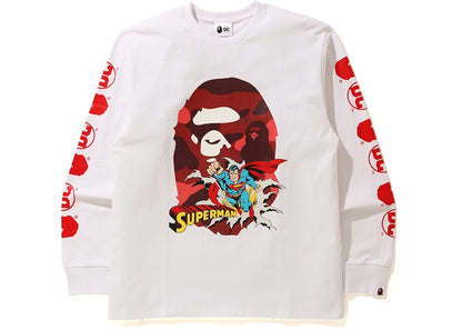 BAPE x DC Superman Long Sleeve Tee White
