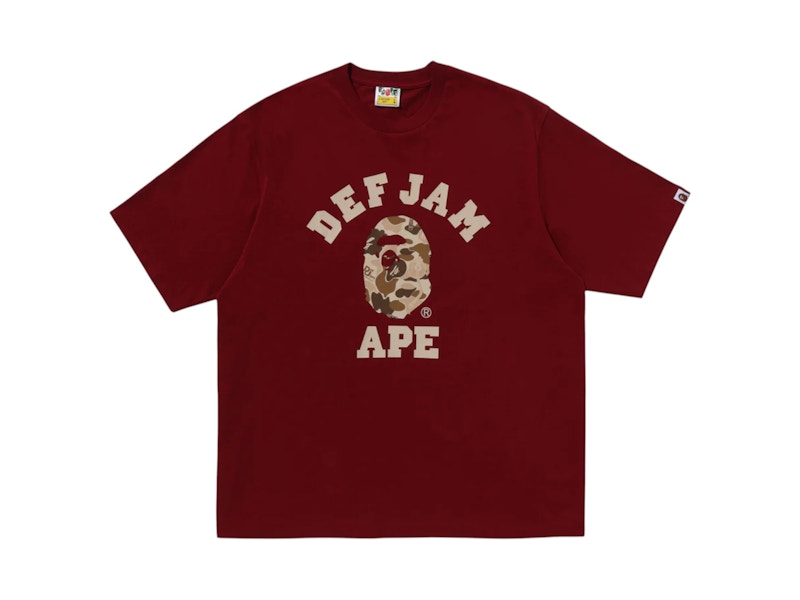BAPE x Def Jam Camo College Relaxed Fit Tee (FW25) Burgundy