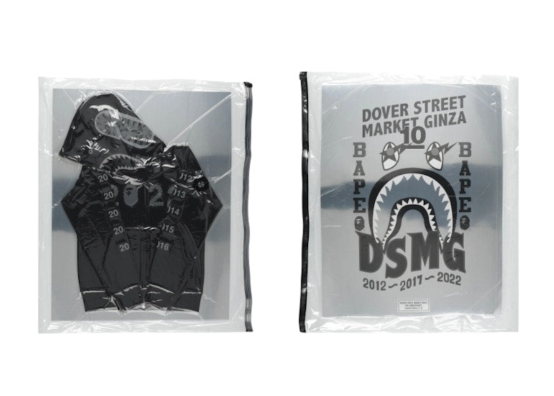 BAPE x Dover Street Market Ginza 10th Anniversary Limited Shark Full Zip Hoodie (Edition of 10) Black