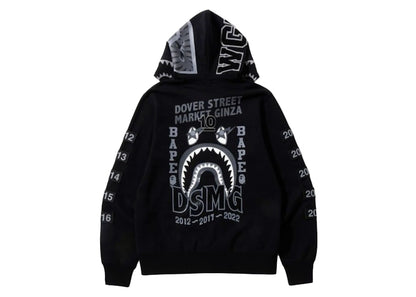 BAPE x Dover Street Market Ginza 10th Anniversary Limited Shark Full Zip Hoodie (Edition of 10) Black