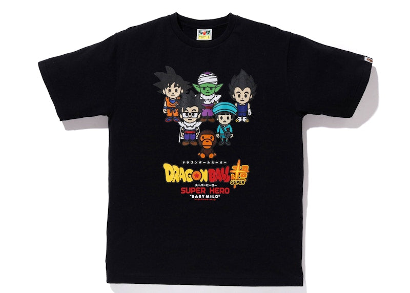 BAPE x Dragon Ball Super Goku & Gohan & Pan & Piccolo &Vegeta Baby Milo Japan Exclusive Tee Black