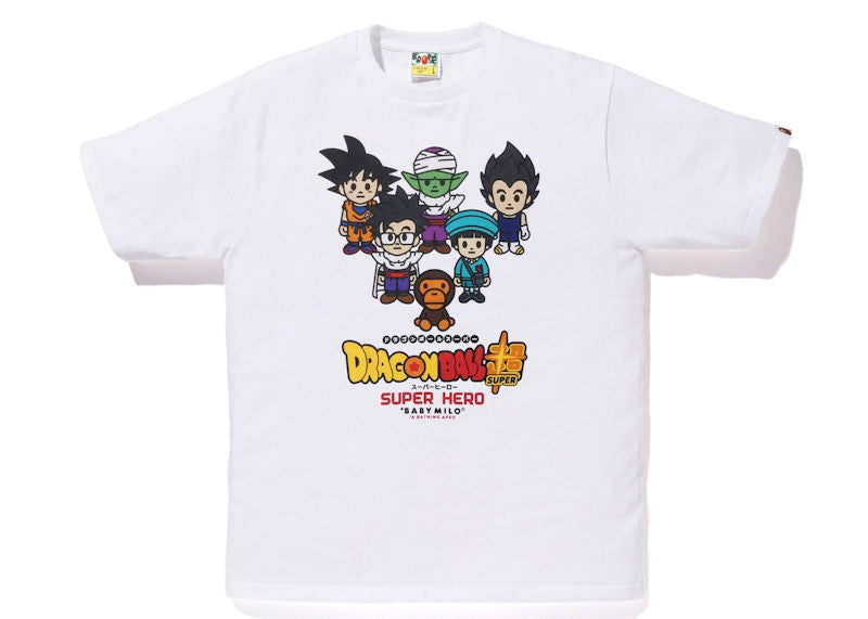 BAPE x Dragon Ball Super Goku & Gohan & Pan & Piccolo &Vegeta Baby Milo Japan Exclusive Tee White