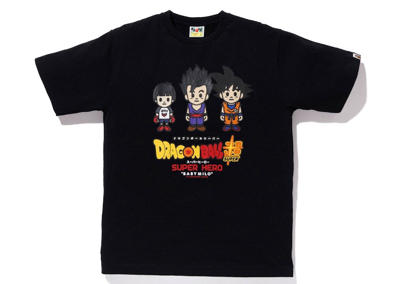 BAPE x Dragon Ball Super Pan & Son Gohan & Son Goku Baby Milo Japan Exclusive Tee Black