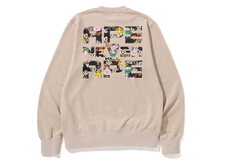 BAPE x Dragon Ball Z Ape Head Crewneck Sweatshirt Beige
