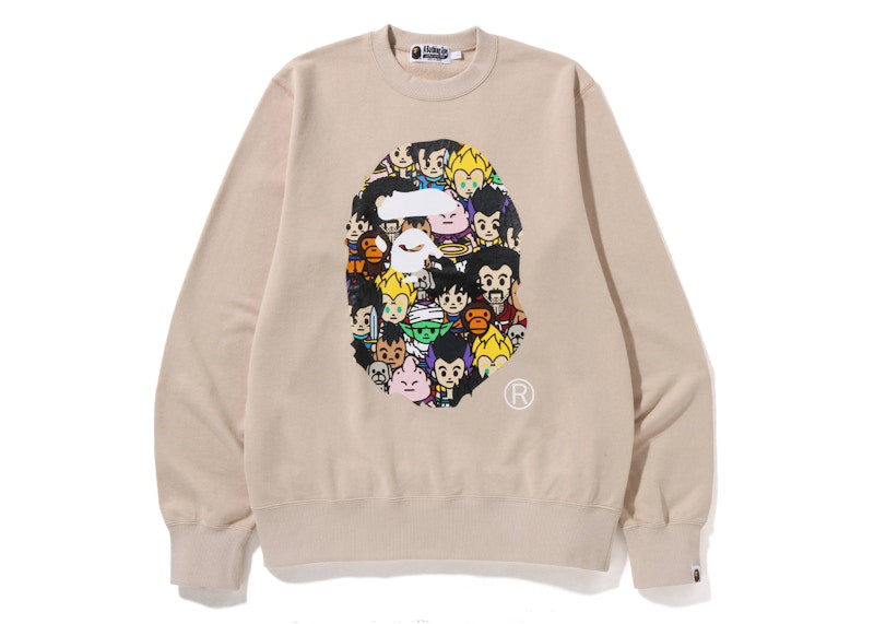 BAPE x Dragon Ball Z Ape Head Crewneck Sweatshirt Beige