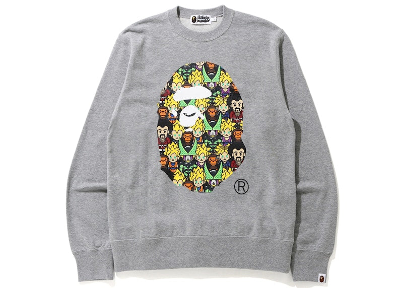 BAPE x Dragon Ball Z Baby Milo Big Ape Head Crewneck Gray