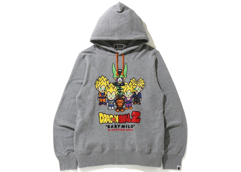 BAPE x Dragon Ball Z Baby Milo Super Saiyan & Cell Pullover Hoodie Gray