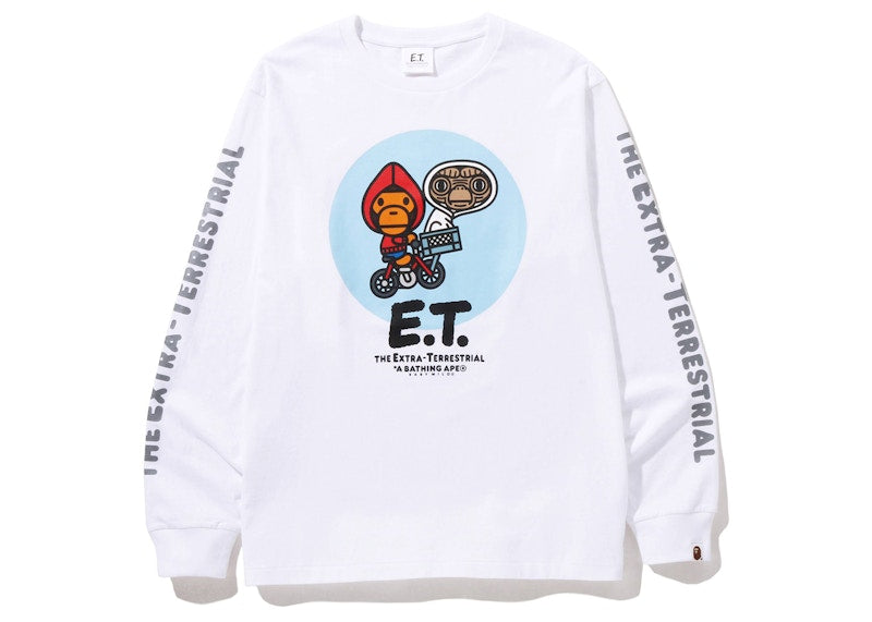 BAPE x E.T. Kids Baby Milo L/S Tee White
