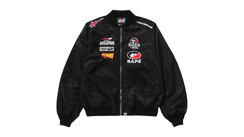 BAPE x F1LVMulti Logo Bomber Jacket Black
