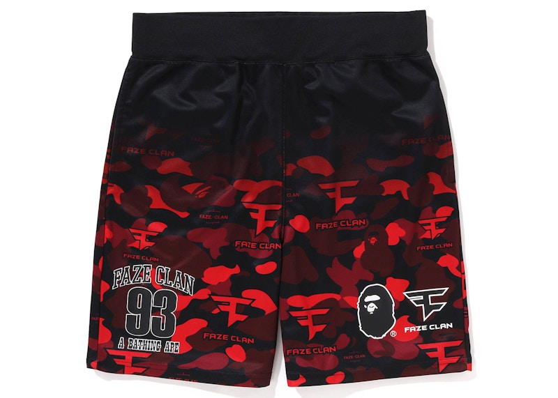 BAPE x Faze Clan Game Shorts Red