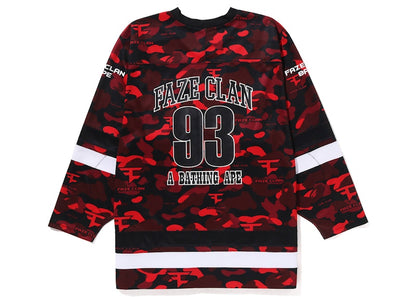 BAPE x Faze Clan Hockey L/S Tee Red