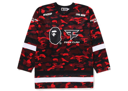 BAPE x Faze Clan Hockey L/S Tee Red