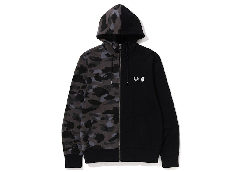 BAPE x Fred Perry Color Camo Zip Hoodie Black