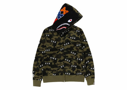 BAPE x God Selection XXX Shark Full Zip Hoodie Green