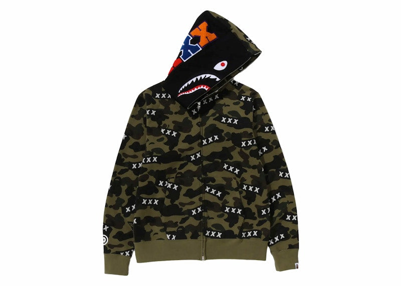 BAPE x God Selection XXX Shark Full Zip Hoodie Green