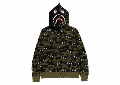 BAPE x God Selection XXX Shark Full Zip Hoodie Green