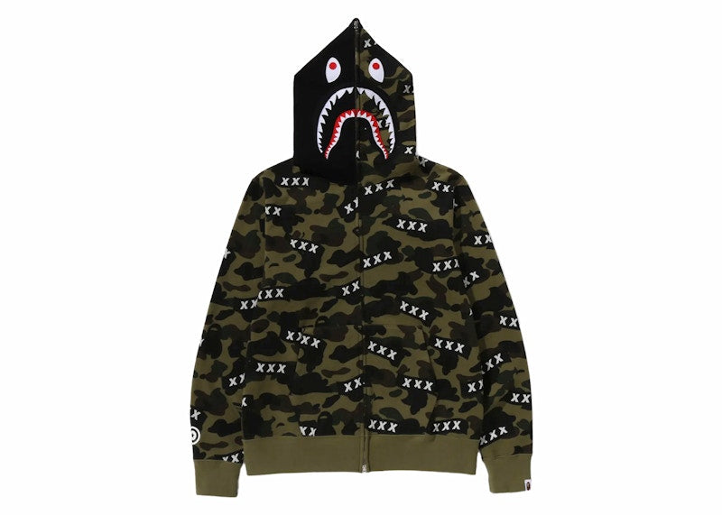 BAPE x God Selection XXX Shark Full Zip Hoodie Green