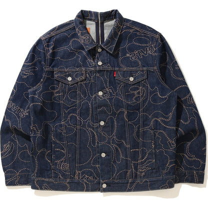 BAPE x Levi's Camo Trucker Jacket Indigo