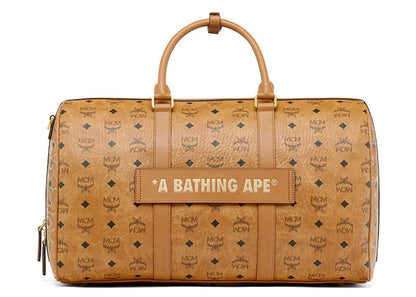 BAPE x MCM Pottomar Lunar New Year Visetos Medium Weekender Bag Beige