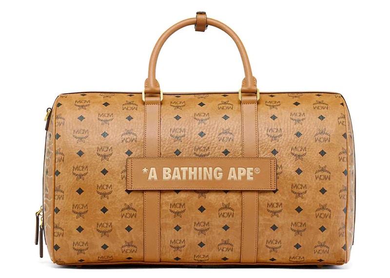 BAPE x MCM Pottomar Lunar New Year Visetos Medium Weekender Bag Beige