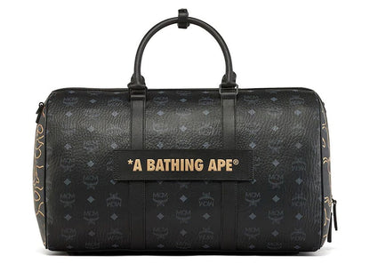 BAPE x MCM Pottomar Lunar New Year Visetos Medium Weekender Bag Black