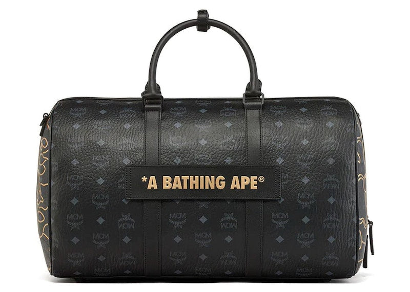 BAPE x MCM Pottomar Lunar New Year Visetos Medium Weekender Bag Black