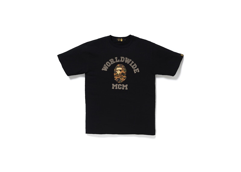 BAPE x MCM Rhinestone College Tee Black