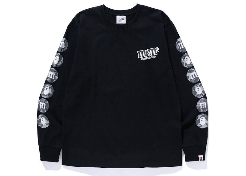 BAPE x M&M's Mens Monotone Long Sleeve Tee Black