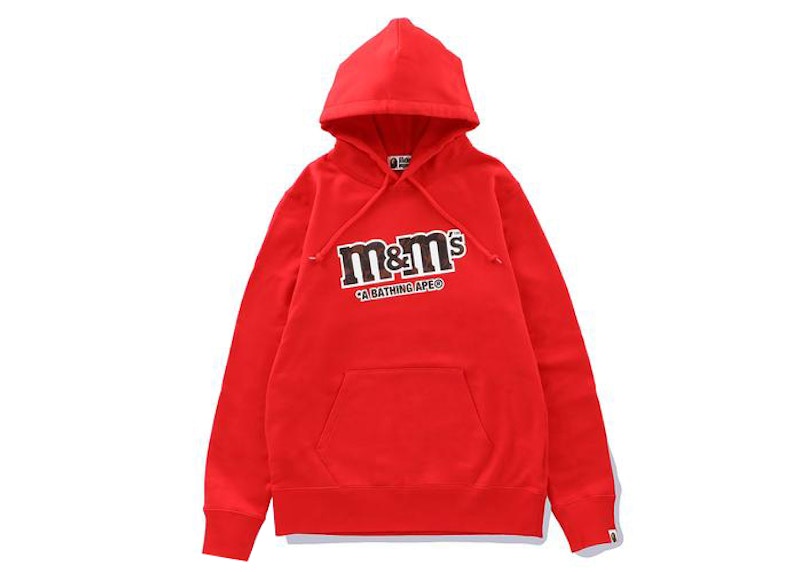 BAPE x M&M's Womens College Pullover Hoodie Red